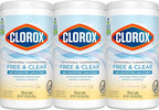 Clorox Free & Clear Cleaning Wipes, Light Lemon Scent, 75 Count, Pack of 3 (Pack May Vary)