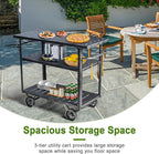 Diwhy Industrial 3 Tier Rolling Utility Storage Cart Wine Beverage, Metal Wine Rack with Wheels Kitchen Bar Dining Room Tea Wine, Serving Cart