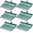 WILLBOND 6 Pcs Manure Fork Head 18 Tines Pitch Fork Head with Screws and Nuts Durable Stable ABS Plastic Replacement Pitchforks for Gardening Horse Stall Picking up Manure Grass Hay Olive