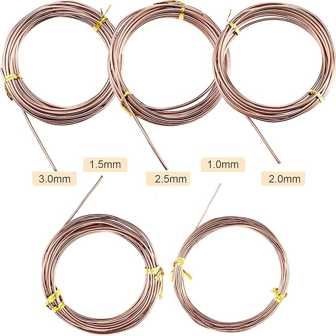 10 Rolls Bonsai Wires Anodized Aluminum Bonsai Training Wire in 5 Sizes - 1.0 mm, 1.5 mm, 2.0 mm, 2.5 mm, 3.0 mm, Total 164 Feet (Brown)