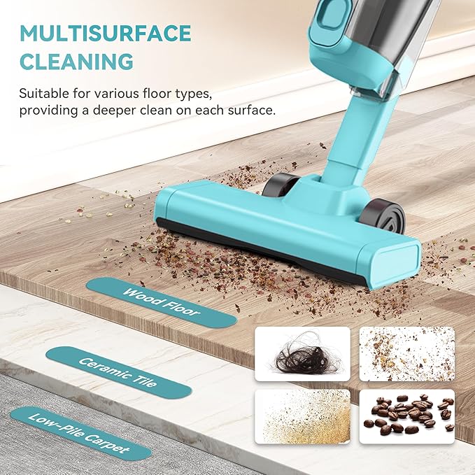 Vazone R6X Corded Stick Vacuum Cleaners for Home, 30000pa Powerful Suction Stick Vacuum with 16Ft Cord, 2 in 1 Lightweight Vacuum Cleaner for Hard Floor Pet Hair (Green)