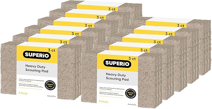 Natural Scouring Pad Non-Scratch Sisal Plant Based Scrubber Cleaning Scrub Pads, Eco-Friendly Reusable Kitchen Scrubbing Pad Pack of 33, by Superio