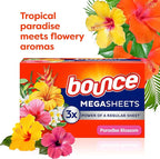 Bounce Dryer Sheets | Paradise Blossom | Anti-Static | 180 Sheets, Pack of 3