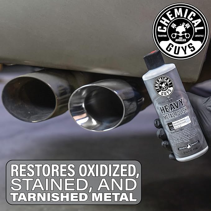 Chemical Guys Heavy Metal Polish Restorer and Protectant - Cleans, Restores, and Protects Chrome, Aluminum, Stainless Steel, and More, Safe for Cars, Trucks, Motorcycles, RVs, and Boats - 16 oz