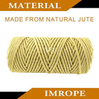4mm x 100 Feet Yellow Jute Rope, Twine for Gardening Tomato Climbing Plant Tie Floristry Crafts Gift Wrapping Packing Decor