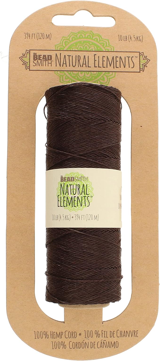 The Beadsmith 100% Hemp Cord – Brown Color – 1mm, 394 Foot Spool, 10LB Test Strength – Twine for Jewelry Making, Macrame, Paper Crafts, Gardening, Scrapbooking, Home Décor, DIY String Art & More