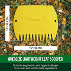 GardenHOME Leaf Scoops Hand Rakes, Large Leaf Grabbers for Yard Work and Garden Use, Clear and Collect Garden Rake, Leaf Scooper and Claws for Leaves, Lawn Debris, and Trash Cleanup, Yellow