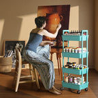 Pipishell 4-Tier Rolling Cart, Plastic Cart with Lockable Wheels & Reinforced Handle, Lightweight Utility Storage for Nursery, Bathroom, Craft Room, PIUC15TB