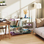 Acrylic Bookshelf, Small 3 Tier Open Bookcase for Small Spaces,Sofa Table, Hallway Entry Table for Home Living Room (Iridescent, 39.4" x 11.8" x 31.5)