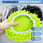 4 Pack Spin Mop Replacements Head Compatible for Oceda EasyWring 1-Tank System,Microfiber Spin Mop Refills Head,1 Mop Scrub Brush + 1 Mop Base + 4 Pack Cleaning Floor Mop Head（Green)