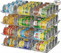 Can Organizer for Pantry, 4 Tier Canned Food Goods Storage Organizer, Clear Soda Can Organizer for Refrigerator Stackable Can Dispenser Rack Holders for Pantry Cabinet Fridge Countertop, Holds 48 Cans