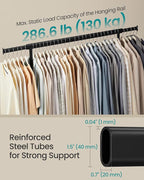 SONGMICS Clothes Rack with Wheels, Heavy-Duty Garment Rack with Extendable Hanging Rod, 286.6 lb Load Capacity, 17.7 x (43.3-59.1) x 64.1 Inches, Chrome-Plated, Matte Black UHSR011B01
