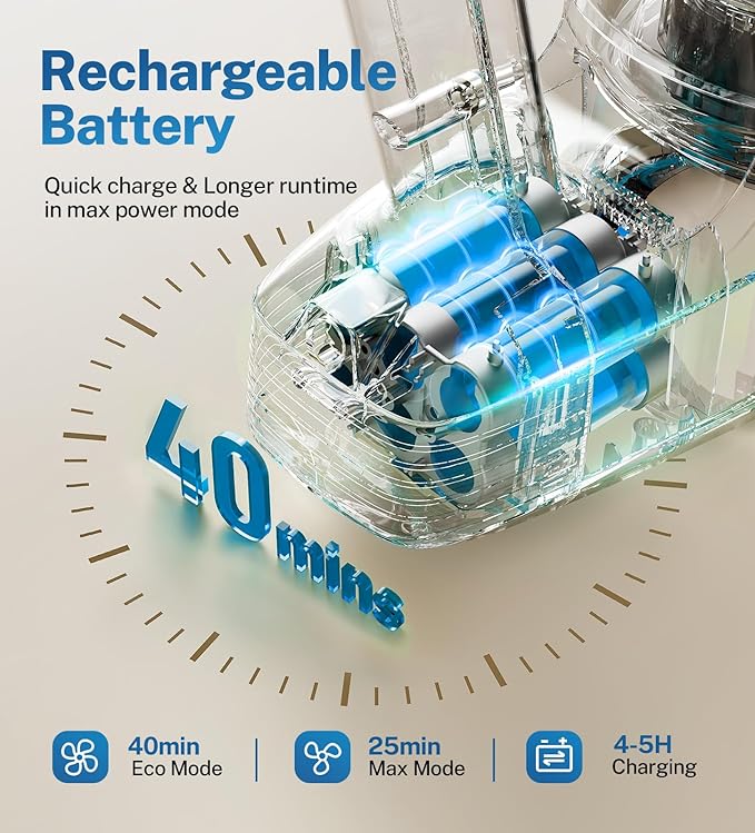 DEVOAC Cordless Vacuum Cleaner, Ultra-Lightweight Stick Vacuum, 2200mAh Battery Up to 40mins Runtime, 6 in 1 Powerful Handheld Vacuum for Home Hard Floor Carpet Pet Hair (Sky)