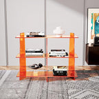 Acrylic Bookshelf, Small 3 Tier Open Bookcase for Small Spaces,Sofa Table, Hallway Entry Table for Home Living Room (Orange, 39.4'' x 11.8'' x 31.5'')