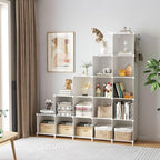 AWTATOS Cube Storage Organizer, 16 Cube Closet Organizer, Stackable Storage Cube Shelves, DIY Portable Closet Clothes Organizer Shelving for Bedroom, Closet, Wardrobe, Bathroom, White