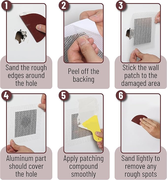 Bates- Drywall Repair Kit, 16 pcs, 8 Inch, Dry Wall Patch Kits, Wall Repair Patch Kit, Wall Patch Repair Kit, Drywall Hole Patch, Drywall Patch Kit, Wall Hole Repair Kit, Drywall Patch Hole