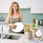 16 Pack Biodegradable Natural Kitchen Sponges, Compostable Cellulose & Coconut Square Scrubber, Dual Sided Dish Sponge for Washing Dishes, Eco Friendly