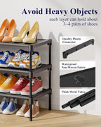 Kitsure Shoe Rack - Non-Woven Shoe Rack Shelf, Shoe Organizer for Closet, Entryway, Garage & Corridor, Stackable Shoe Shelves, 27.5" Wide - 3 Tier, Black