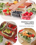 2-Pack Glass Food Storage Containers with Tempered Lids (21.3oz/2.7cup) - Airtight Snap Lock, Microwave & Oven Safe (-4℉~ 950°F), Freezer to Baking Dish, BPA-Free, Gift Box (Blue)