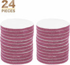 HARFINGTON 24pcs Scrubber Scouring Pads 500 Grits 5 Inch Drill Power Brush Hoop and Loop Surface Conditioning Disc Drill Scuffing Disc Scrub Pads for Home Kitchen Cleaning, Red