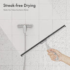 AmazerBath Shower Squeegee for Glass Doors, All-Purpose Squeegee with Suction Hook & Adhesive Hook, Clear Squeegee for Shower Glass, Windows, Mirrors, Tiles and Car Windows - 12 Inches, Clear