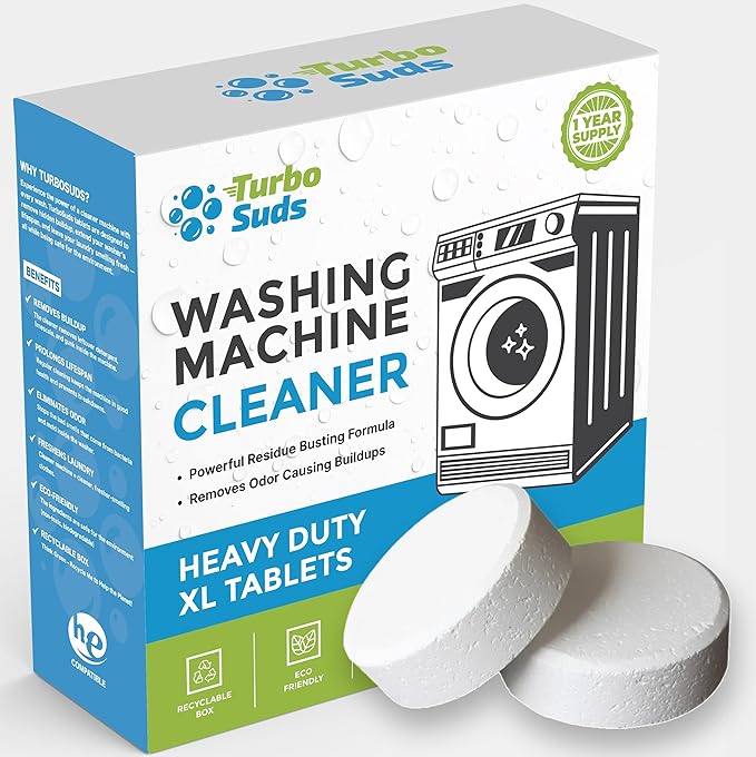 Heavy Duty Washing Machine Cleaner Tablets – Deep Cleaning & Descaling for HE Front Load and Top Load Washers, Helps Remove Odor & Residue (12 XL Tablets 12 Month Supply)