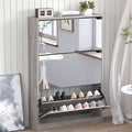 BORNOON Shoe Cabinet with 3-Flip Mirror Drawers, Freestanding Shoe Rack Organizer with Hidden Handle, Slim Narrow Shoe Storage Cabinet for Entryway, Entrance, Hallway, Bedroom