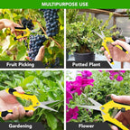 iPower 6.5 inch Pruning Shears for Gardening Trimming Scissors, Hand Pruner, Stainless Steel, Yellow