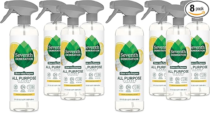 Seventh Generation All Purpose Cleaning Spray Surface Cleaner Lemon Chamomile scent Cuts Grease 23 oz,(Pack of 8)