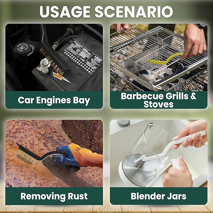 8 Pcs Crevice Cleaning Brush Set – Hard Bristle Cleaning Tools for Grout, Gaps & Narrow Spaces – Multi-Purpose Grout Brush, for Cleaning Bathroom, Shower, Window Tracks, Kitchen