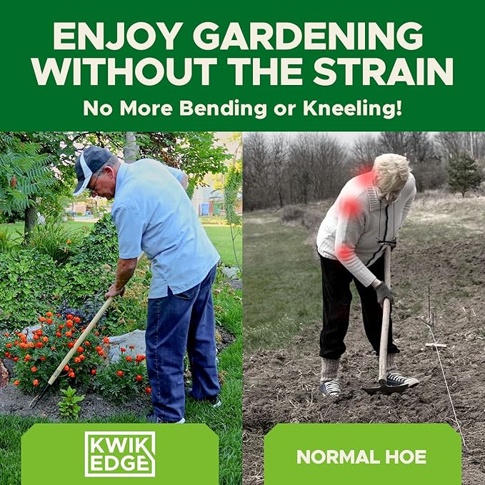 Weeder & Lawn Edger for Landscaping - Manual Edgers, Edging Shovel for Precise Clean Borders, Garden Cultivator Long Handle for Tight Spaces, Long Handle Garden Tools Landscaping - KWIK EDGE Duo