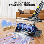 350W 40KPa Cordless Vacuum Cleaner Compatible with DeWalt 20V Battery (No Battery), 6-in-1 Self-Standing Stick Vacuum, 3 Models, Dual Dust Cup, LED Display & 180° Bendable Wand