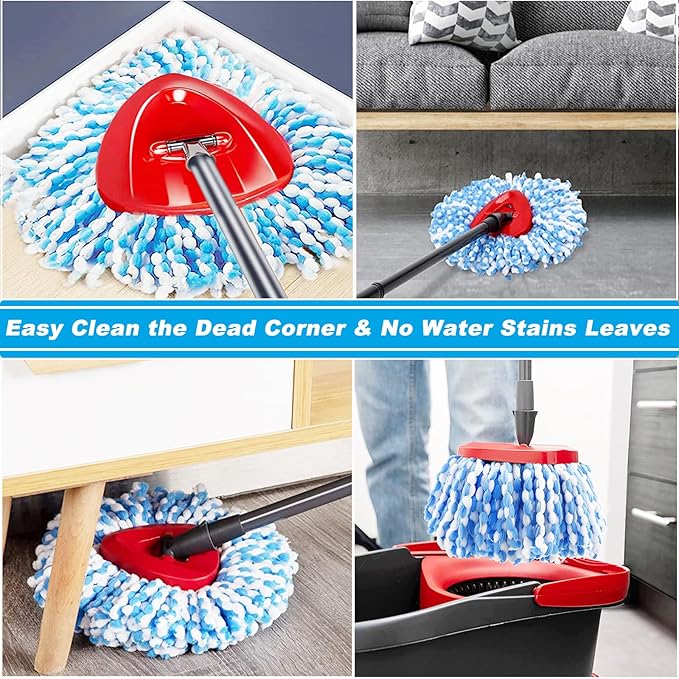 14 Pack Spin Mop Replacement Heads, Only Fit for RinseClean 2-Tank System, 100% Microfiber Spin Mop Refill Head,Spinning Mop Head Replacement for Floor Cleaning