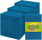 Non-Scratch Scouring Pads, 96Pcs Household Scour Pads for Kitchen, Garage and Outdoors, Reusable Dish Scrubber Pads for Pan and Metal Grill - Blue