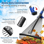 Rake for Leaves: Adjustable Metal Leaf Rake for Lawn, 8-17" Expandable Head, 65” Long Handle,Collapsible Heavy Duty Women Kids Garden Rakes for Yard Pine Needles Mulch Grass Debris Gardening Camping