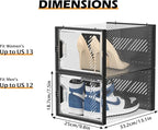 SIMPDIY Shoe Storage, 12 Pack X-Large Shoe Organizer for Closet, Shoe Boxes Clear Plastic Stackable Shoe Storage Boxes for Size 13
