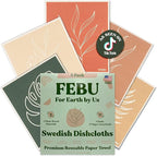 FEBU Swedish Dishcloths for Kitchen | 5 Pack Floral Reusable Paper Towels Washable | Swedish Dish Towels | Non-Scratch Cellulose Sponge Cloths | No Odor, Biodegradable Cleaning Cloths