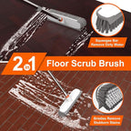 Floor Scrub Brush with Long Handle, Stiff Bristles Deck Brush, BITOPE Multi-Purpose Heavy Duty Hardwood Floor Scrubber, Cleaning Concrete Balcony Patio Garage Outdoor/Indoor