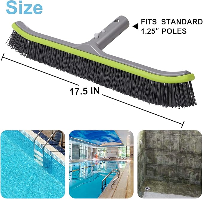 Pool Brush Head for Cleaning Plaster and Gunite Concrete Surfaces,Heavy Duty Inground Swimming Pools Stiff Bristles Scrub Brushes
