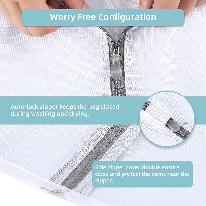 GOGOODA 3 PCS Extra Large Delicates Bag for Washing Mesh Wash Bags for Travel, Laundry, Hosiery, Blouse, Blanket 24×24inch