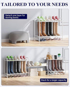 Kitsure Shoe Rack - Stainless Steel Shoe Organizer, Sturdy Shoe Rack for Closet and Front Door Entrance, Free Standing Shoe Shelf, Closet Organizers and Storage, 25.6" Wide - 3 Tier, White