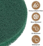 HARFINGTON 16pcs Scrubber Scouring Pads 180 Grits 4 Inch Drill Power Brush Hoop and Loop Surface Conditioning Disc Drill Scuffing Disc Scrub Pads for Home Kitchen Cleaning, Green
