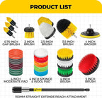 Holikme 30Pack Drill Brush Attachments Set,Scrub Pads & Sponge, Power Scrubber Brush with Extend Long Attachment All Purpose Clean for Grout, Tiles, Sinks, Car Polishing Pads