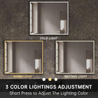 Gray Medicine Cabinets for Bathroom with Mirror, Surface Mounted LED Medicine Cabinets Mirror with Defogger, Dimmer, Outlets & USB, Double Doors, 42”W x 36”H