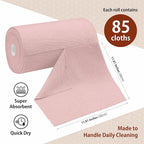 H4N Microfiber Cleaning Cloth Roll, 85 Pack Tear Away Towels, Lint Free, Absorbent, Streak Free, Non-Abrasive, Reusable and Washable Dish Rags for Car and Household Supplies, 11.81x11.81 Inches (Pink)