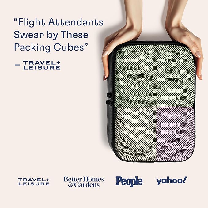 Shacke Premium 5 Packing Cubes Set - Lightweight Mesh Travel Luggage Organizers with Laundry Bag, 5-Piece Suitcase Storage System (Air Black)