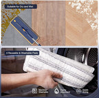 Mop and Bucket Set with Wringer, 3-Tank Flat Mop and Bucket System, Wall Mop Cleaner with Long Handle, Hands Free Mops for Floor Cleaning with 4 Microfiber Pads