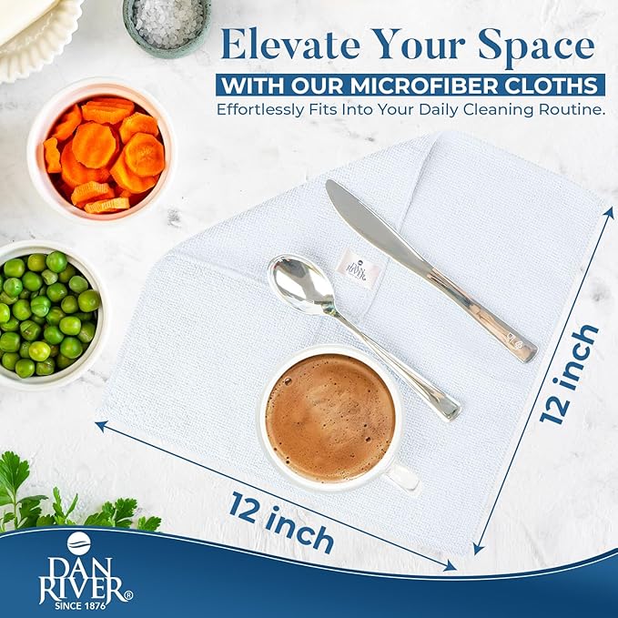 DAN RIVER 24-Pack Microfiber Towels – Ultra Absorbent, Lint-Free & Streak-Free Kitchen Rags Cleaning for Home, & Car - Must-Have Cleaning Essentials - 12" x 12" - Gray White Black