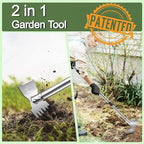 Weed Puller Tool with Long Handle, 60inch Manual Weeder Remover Tool, Stainless Steel 2 in 1 Hand Weed Rake for Gardening, Heavy Duty Uprooting Weeding Pull for Garden, Lawn,Yard, Patio