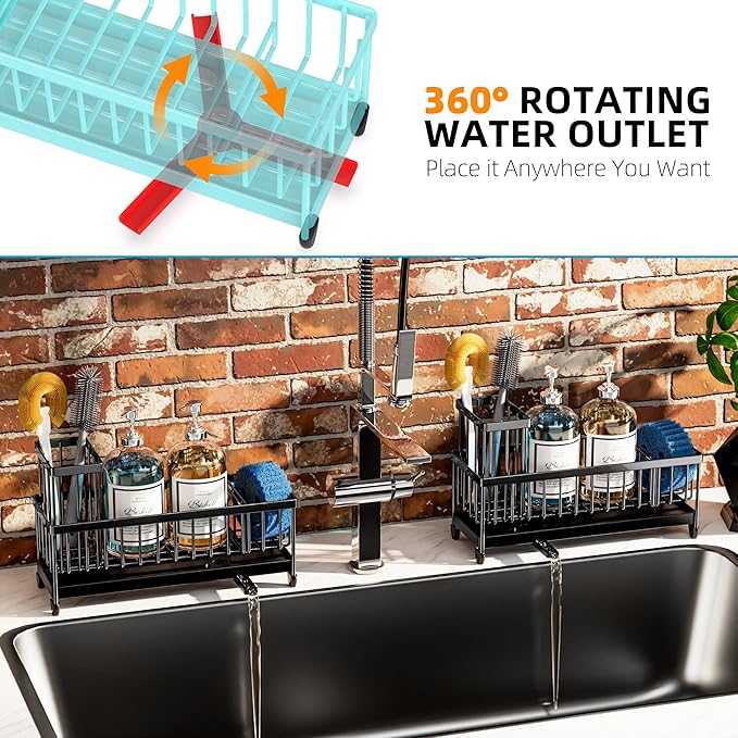 Moforoco Extra Large Sponge Holder for Kitchen Sink Organizer Caddy, Dish Brush Scrubber Holder,Stainless Steel Sink Box Utensil Holder,Soap Dispenser Set Tray Counter Accessories & Storage Rack